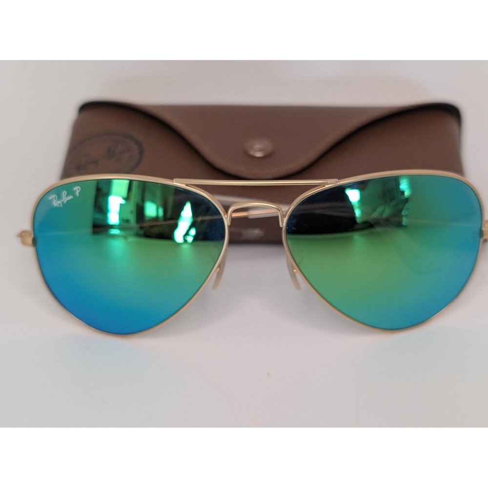Ray-Ban Aviator Classic Gold Green Mirror Polarized Sunglasses RB3025
